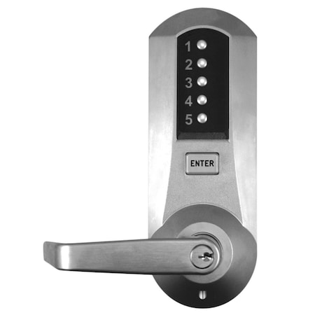 SIMPLEX Kaba Mechanical Pushbutton Exit Trim Lock with Schlage Prep and Winston Lever Satin Chrome Finish 5010SWL26D